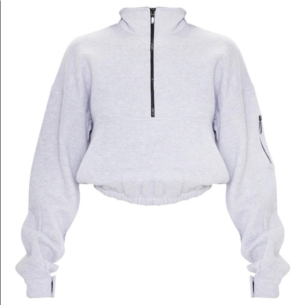 PrettyLittleThing Recycled Ash Grey Oversized Zip Front Sweatshirt
